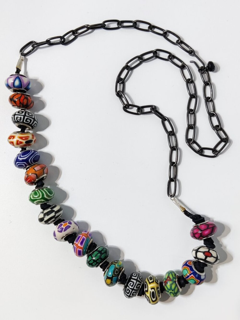 Colorful Plastic Faux Murano Bead Necklace